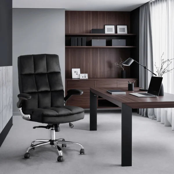 Scaun pivotant LONDON, velur negru