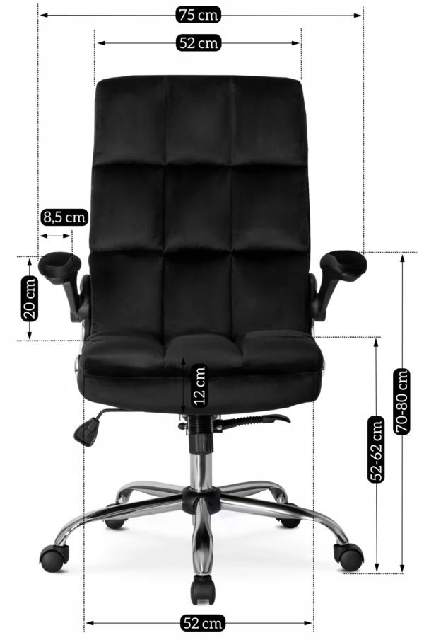 Scaun pivotant LONDON, velur negru