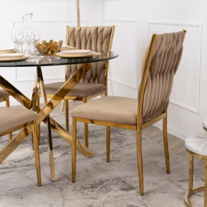 Scaun DAN din velur țesut bej