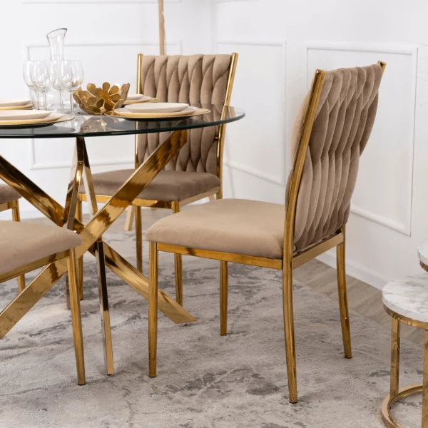 Scaun DAN din velur țesut bej