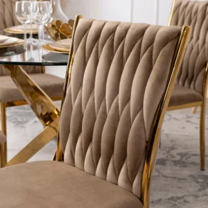 Scaun DAN din velur țesut bej