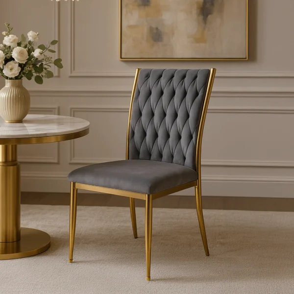 product-2680-0-1 DAN gri împletit Velour Scaun — MOBILA