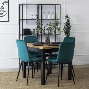 Scaun PERU din velur turcoaz