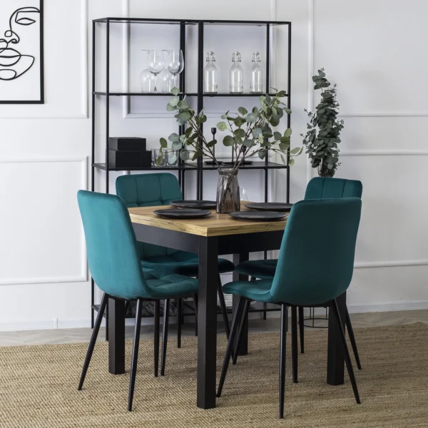 Scaun PERU din velur turcoaz