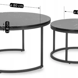 Set de masă din marmură neagră MAURO MAX