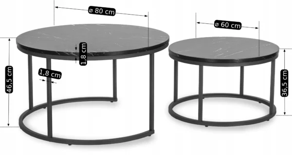 Set de masă din marmură neagră MAURO MAX
