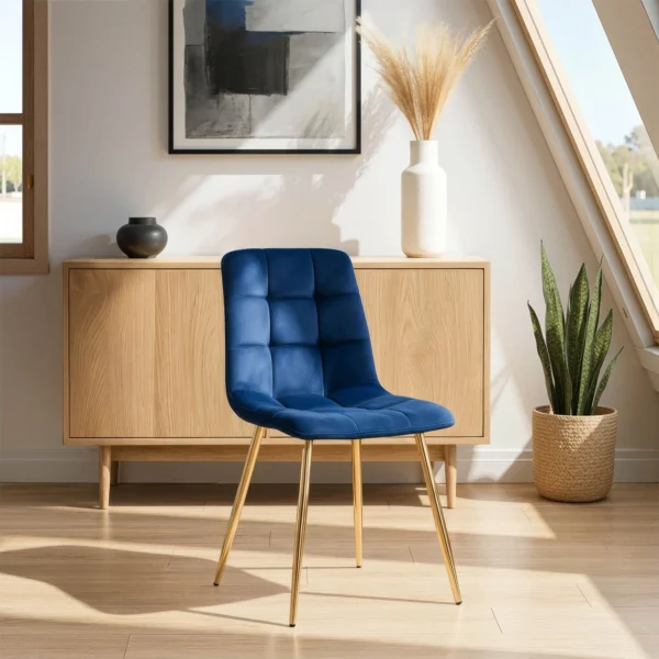 Scaun YORK din velur albastru închis