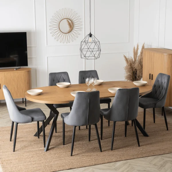 product-2804-2 Masă extensibilă LUKAS 100–250 cm Stejar auriu/Negru