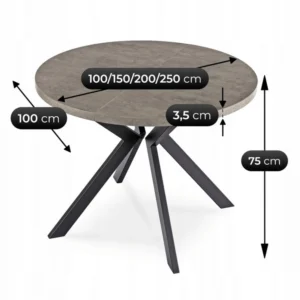 Masă extensibilă LUKAS 100–250 cm Beton/Negru