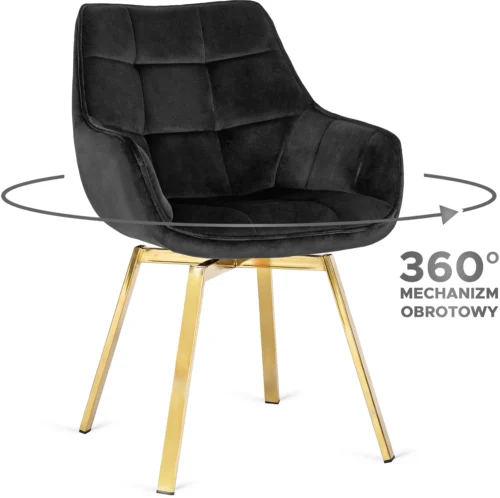 Scaun pivotant MIA, velur negru