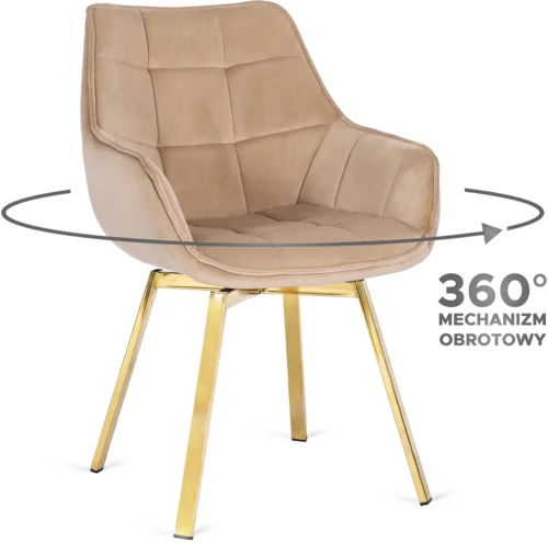 Scaun pivotant MIA din velur bej