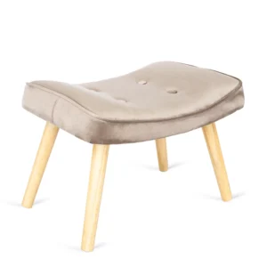 product-2821-2 Fotoliu de relaxare LOZANO cu suport pentru picioare, bej, din catifea — Fotolii cu taburet