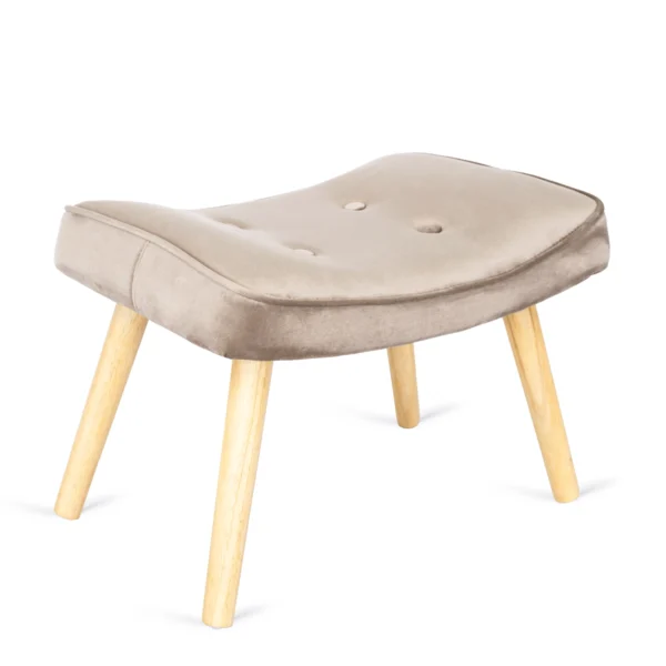 product-2821-2 Fotoliu de relaxare LOZANO cu suport pentru picioare, bej, din catifea — Fotolii cu taburet