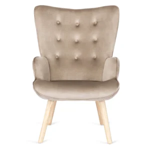 product-2821-3 Fotoliu de relaxare LOZANO cu suport pentru picioare, bej, din catifea — Fotolii cu taburet