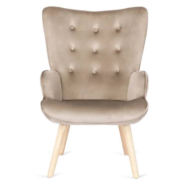 product-2821-3 Fotoliu de relaxare LOZANO cu suport pentru picioare, bej, din catifea — Fotolii cu taburet