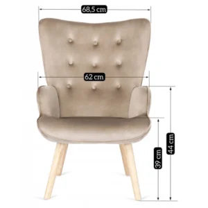 product-2821-7 Fotoliu de relaxare LOZANO cu suport pentru picioare, bej, din catifea — Fotolii cu taburet
