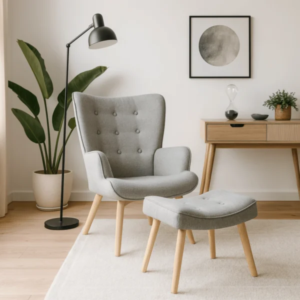 product-2824-0-1 Fotoliu de relaxare LOZANO 2 cu suport pentru picioare, gri — Fotolii cu taburet