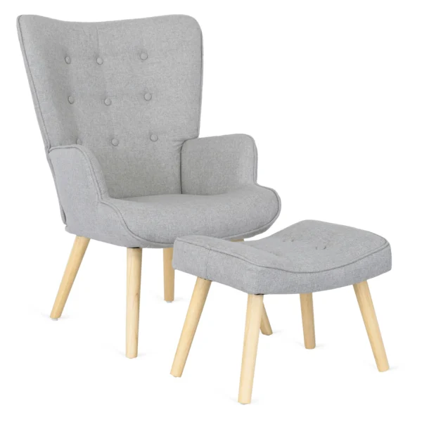 product-2824-0 Fotoliu de relaxare LOZANO 2 cu suport pentru picioare, gri — Fotolii cu taburet