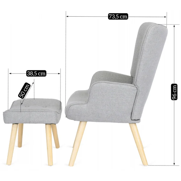 product-2824-8 Fotoliu de relaxare LOZANO 2 cu suport pentru picioare, gri — Fotolii cu taburet