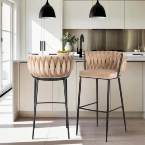 product-2830-0-1 FLORES hocker din catifea bej — MOBILA