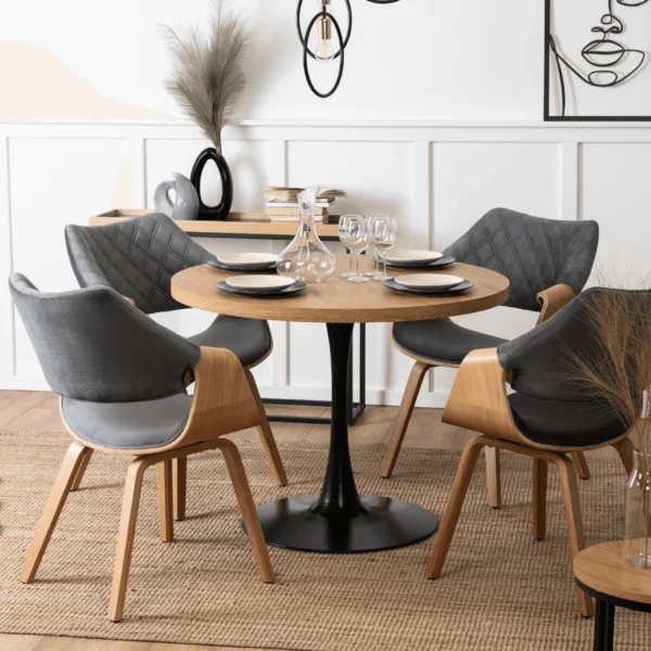 product-2831-1 LINO masă 100 cm stejar aur/negru — Mese