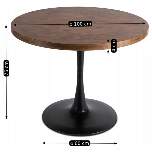 product-2832-8 LINO 100 cm Stejar rustic/masă neagră — Mese