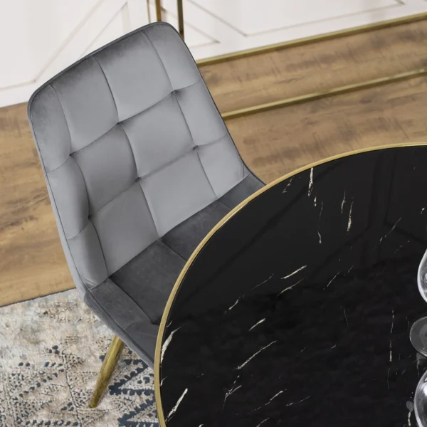 Masă TINGA 100 cm Sticlă Negru/Auriu