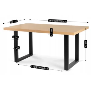 product-2837-10 Masa extensibilă EDWIN 160–260 cm Stejar auriu/Negru