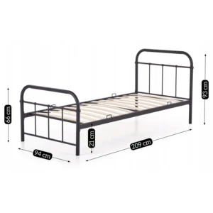 Pat metalic PABLO 90x200 Negru