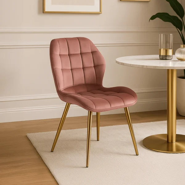 Scaun LUCKY din velur roz