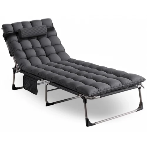 Șezlong de grădină VENUS Pat de câmp Gri