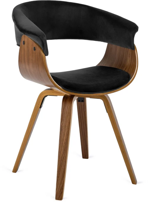 Scaun OHIO 2 din placaj îndoit, negru, velur