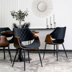 product-2865-0-1 Scaun DAKOTA Negru/Nuc, cu tapițerie din catifea — MOBILA