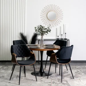 product-2865-1 Scaun DAKOTA Negru/Nuc, cu tapițerie din catifea — MOBILA