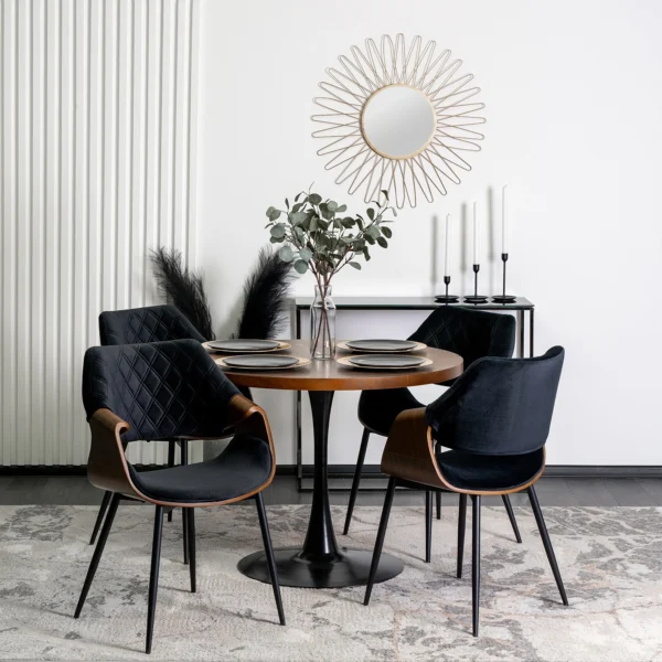 product-2865-1 Scaun DAKOTA Negru/Nuc, cu tapițerie din catifea — MOBILA
