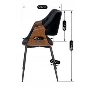 product-2865-10 Scaun DAKOTA Negru/Nuc, cu tapițerie din catifea — MOBILA