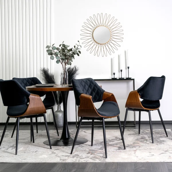 product-2865-2 Scaun DAKOTA Negru/Nuc, cu tapițerie din catifea — MOBILA
