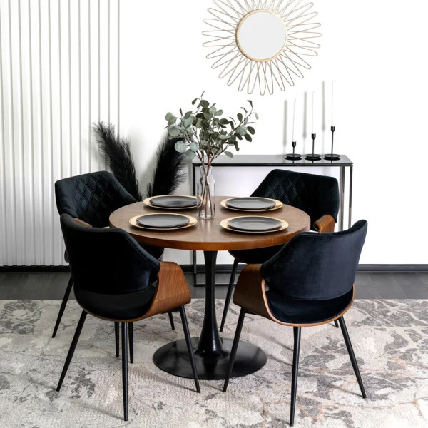product-2865-3 Scaun DAKOTA Negru/Nuc, cu tapițerie din catifea — MOBILA