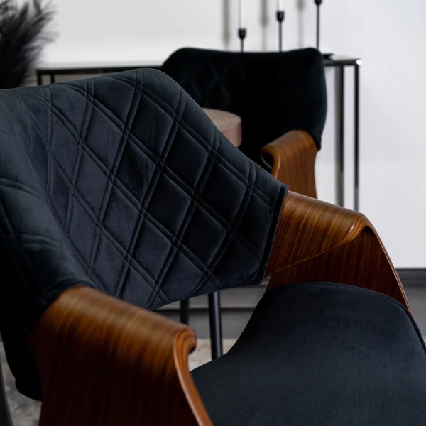 product-2865-5 Scaun DAKOTA Negru/Nuc, cu tapițerie din catifea — MOBILA