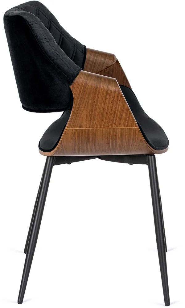 product-2865-7 Scaun DAKOTA Negru/Nuc, cu tapițerie din catifea — MOBILA