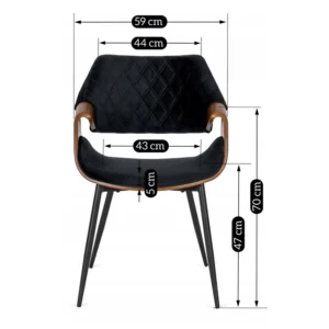 product-2865-9 Scaun DAKOTA Negru/Nuc, cu tapițerie din catifea — MOBILA