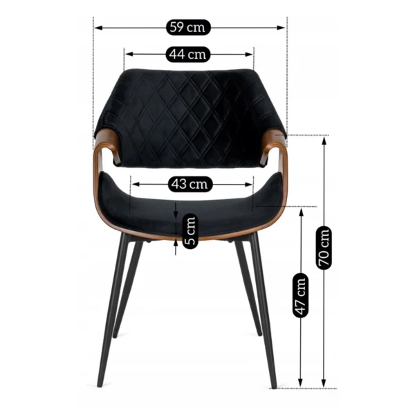 product-2865-9 Scaun DAKOTA Negru/Nuc, cu tapițerie din catifea — MOBILA