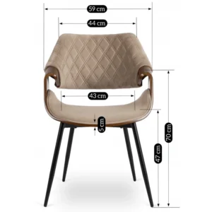 Scaun DAKOTA Bej/Nuc Velur