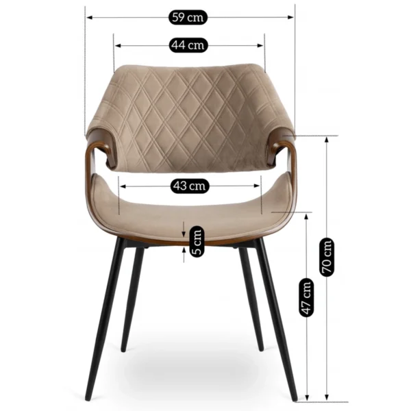 Scaun DAKOTA Bej/Nuc Velur