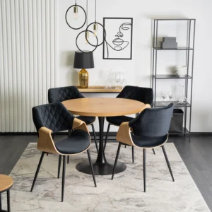 product-2869-0-1 Scaun DAKOTA Negru/Stejar Auriu, tapițat cu catifea — MOBILA