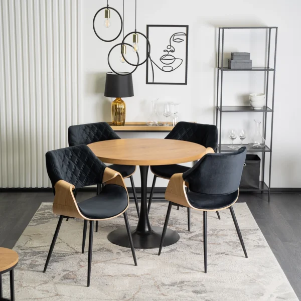 product-2869-0-1 Scaun DAKOTA Negru/Stejar Auriu, tapițat cu catifea — MOBILA