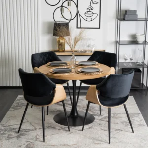 product-2869-1 Scaun DAKOTA Negru/Stejar Auriu, tapițat cu catifea — MOBILA