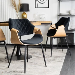product-2869-2 Scaun DAKOTA Negru/Stejar Auriu, tapițat cu catifea — MOBILA