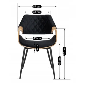 product-2869-7 Scaun DAKOTA Negru/Stejar Auriu, tapițat cu catifea — MOBILA