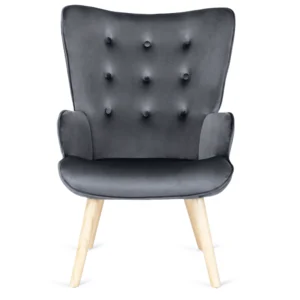 product-2871-1 Fotoliu de relaxare LOZANO cu suport pentru picioare, din catifea gri — Fotolii cu taburet